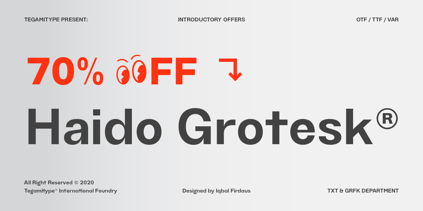 Ejemplo de fuente TG Haido Grotesk Semibold Italic